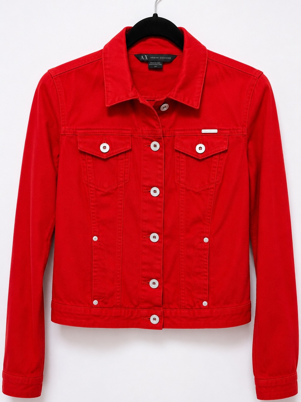 Armani Exchange Bright Red Denim Jacket